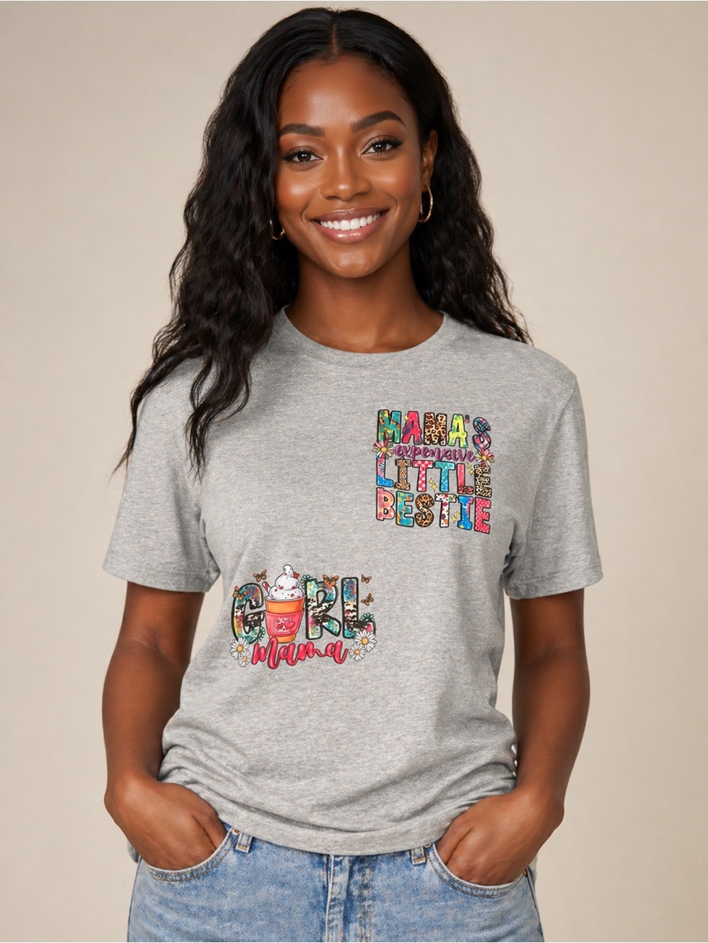 Grey 'Mama & Little Bestie' Graphic Tee